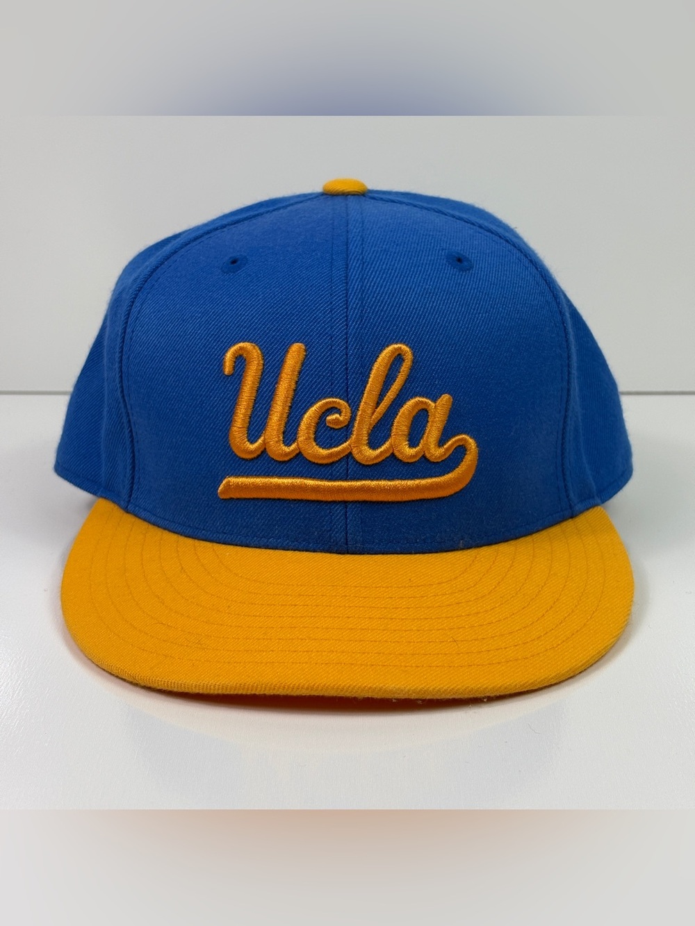 Mitchell & Ness UCLA Bruins 100% Wool Fitted Hat 7 5/8 Yellow Blue Nostalgia Co.